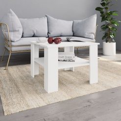 Klubska mizica bela 60x60x42 cm iverna plošča