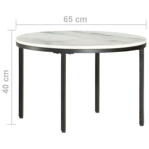 Klubska mizica bela in črna Ø65 cm pravi trdi marmor