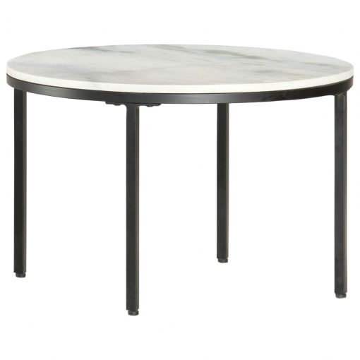 Klubska mizica bela in črna Ø65 cm pravi trdi marmor