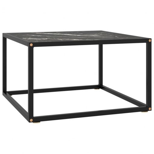 Klubska mizica črna s črnim marmornim steklom 60x60x35 cm