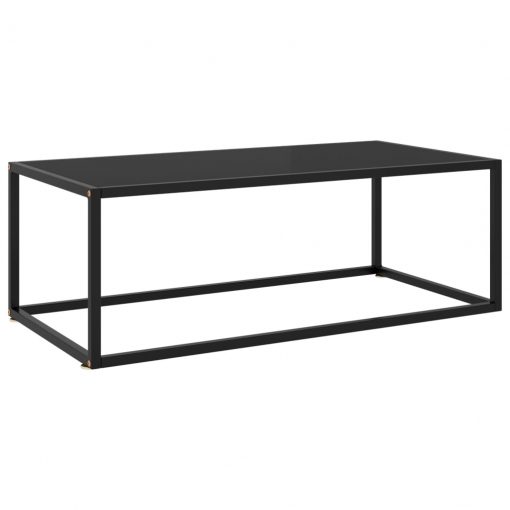 Klubska mizica črna s črnim steklom 100x50x35 cm
