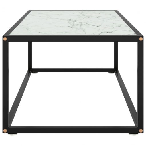 Klubska mizica črna z belim marmornim steklom 100x50x35 cm