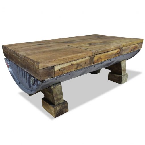 Klubska mizica iz masivnega predelanega lesa 90x50x35 cm