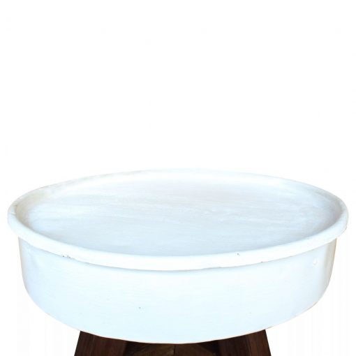 Klubska mizica iz trdnega predelanega lesa 60x45 cm bela