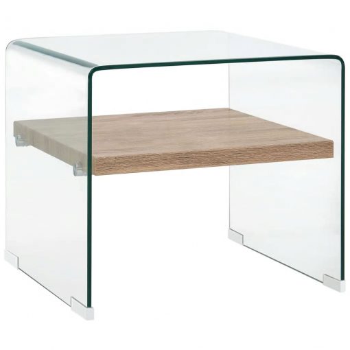 Klubska mizica prozorna 50x50x45 cm kaljeno steklo