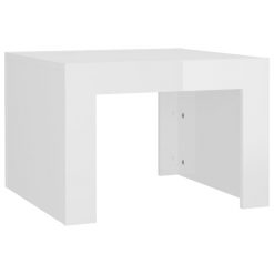 Klubska mizica visok sijaj bela 50x50x35 cm iverna plošča