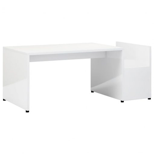 Klubska mizica visok sijaj bela 90x45x35 cm iverna plošča