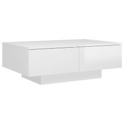 Klubska mizica visok sijaj bela 90x60x31 cm iverna plošča