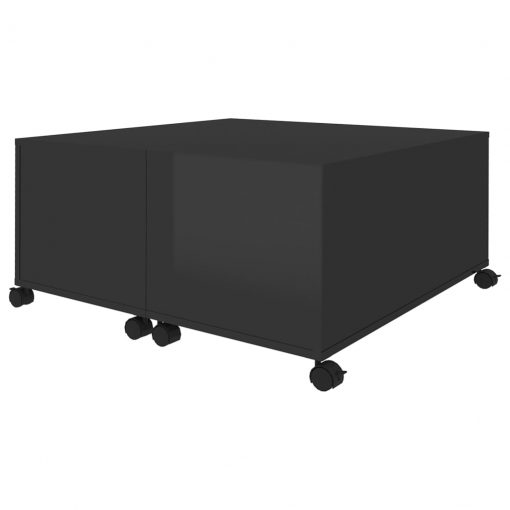 Klubska mizica visok sijaj črna 75x75x38 cm iverna plošča