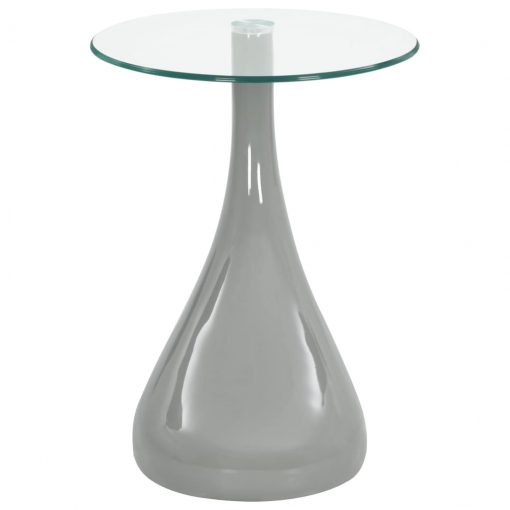 Klubska mizica z okroglo stekleno površino visok sijaj siva