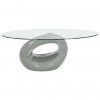 Klubska mizica z ovalno stekleno površino visok sijaj siva