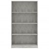 Knjižna omara 4-nadstropna betonsko siva 80x24x142 cm