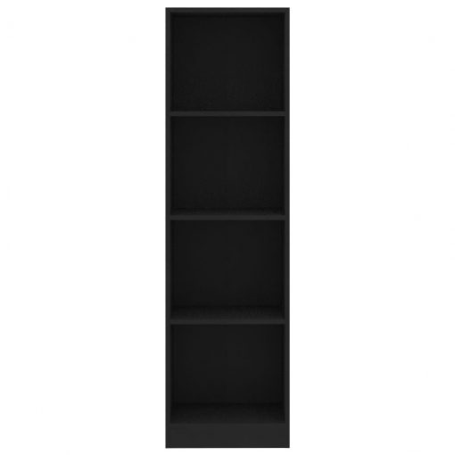 Knjižna omara 4-nadstropna črna 40x24x142 cm iverna plošča