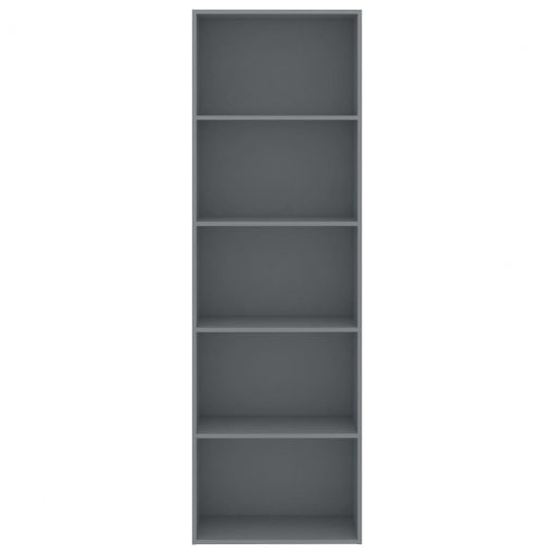 Knjižna omara 5-nadstropna siva 60x30x189 cm iverna plošča