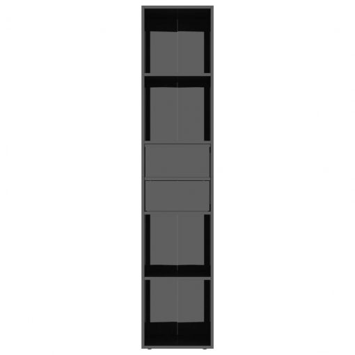Knjižna omara visok sijaj črna 36x30x171 cm iverna plošča