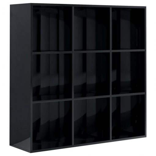 Knjižna omara visok sijaj črna 98x30x98 cm iverna plošča