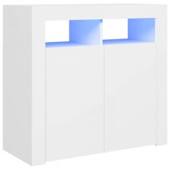 Komoda z LED lučkami bela 80x35x75 cm