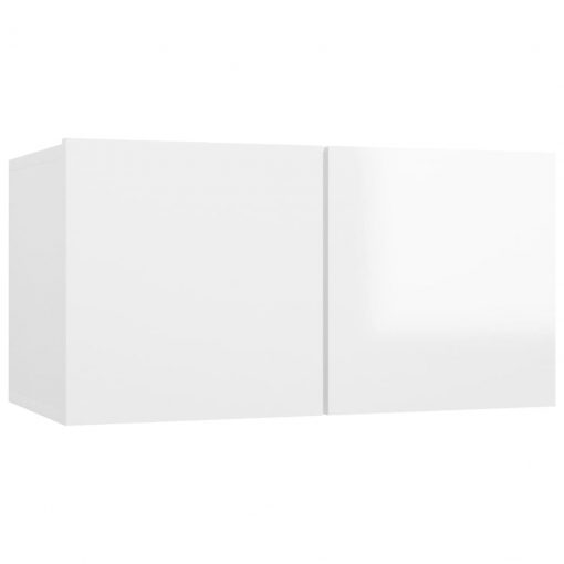 Komplet TV omaric 2-delni visok sijaj bela iverna plošča