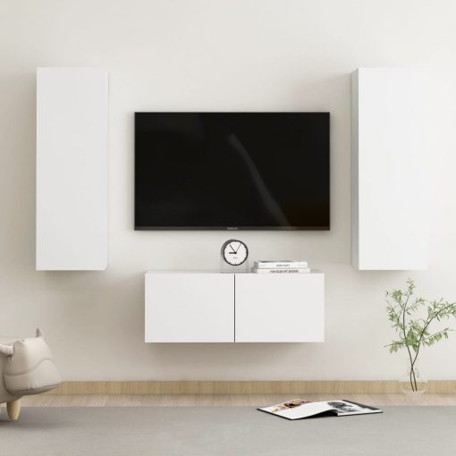 Komplet TV omaric 3-delni bela iverna plošča