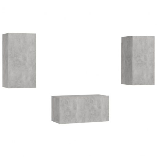 Komplet TV omaric 3-delni betonsko siva iverna plošča