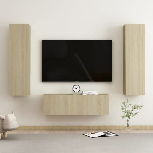 Komplet TV omaric 3-delni sonoma hrast iverna plošča