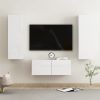 Komplet TV omaric 3-delni visok sijaj bela iverna plošča