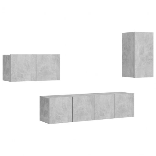 Komplet TV omaric 4-delni betonsko siva iverna plošča