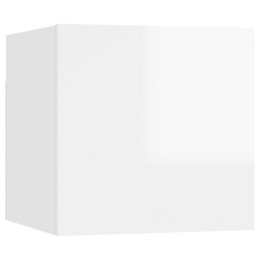 Komplet TV omaric 4-delni visok sijaj bela iverna plošča