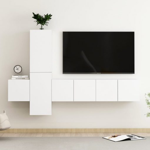 Komplet TV omaric 5-delni bela iverna plošča