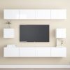 Komplet TV omaric 6-delni visok sijaj bela iverna plošča