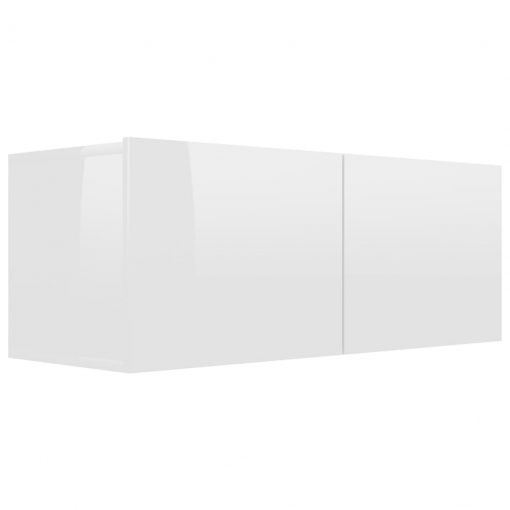 Komplet TV omaric 7-delni visok sijaj bela iverna plošča