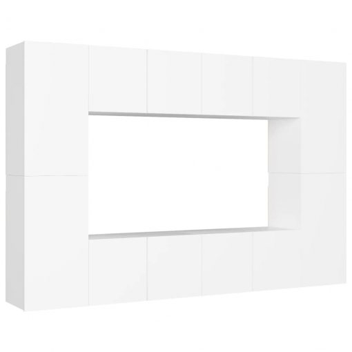 Komplet TV omaric 8-delni bela iverna plošča