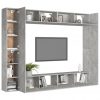 Komplet TV omaric 8-delni betonsko siva iverna plošča