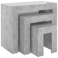 Komplet klubskih mizic 3 kosi betonsko siva iverna plošča