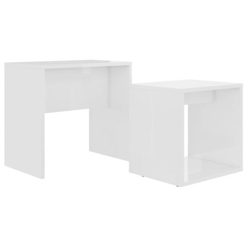 Komplet klubskih mizic bel visok sijaj 48x30x45 cm iverna pl.