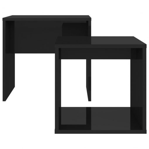 Komplet klubskih mizic črn visok sijaj 48x30x45 cm iverna pl.