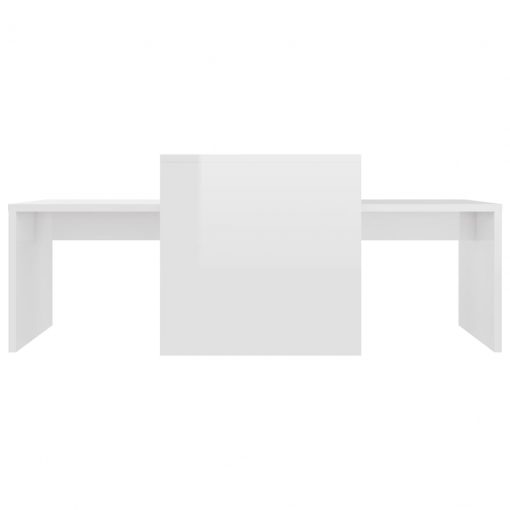 Komplet klubskih mizic visok sijaj bel 100x48x40 cm iverna pl.