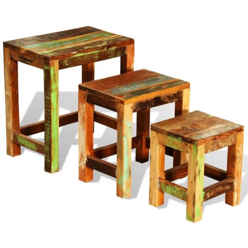 Komplet mizic 3 kosi starinski iz predelanega lesa