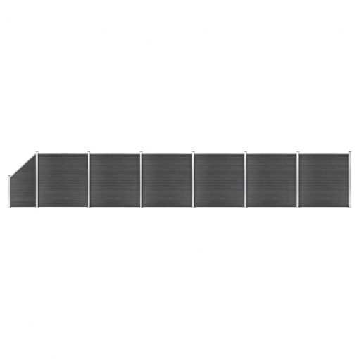 Komplet ograjnih panelov WPC 1138x(105-186) cm črn