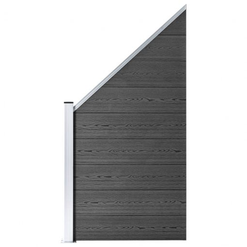 Komplet ograjnih panelov WPC 1657x(105-186) cm črn