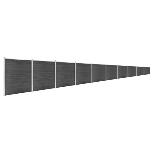 Komplet ograjnih panelov WPC 1737x186 cm črn