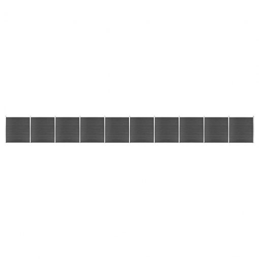 Komplet ograjnih panelov WPC 1737x186 cm črn