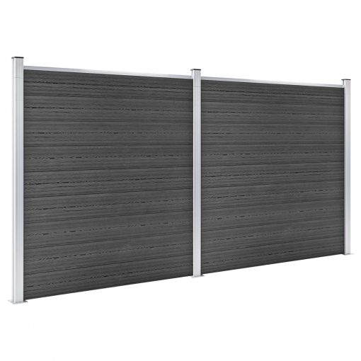 Komplet ograjnih panelov WPC 353x186 cm črn