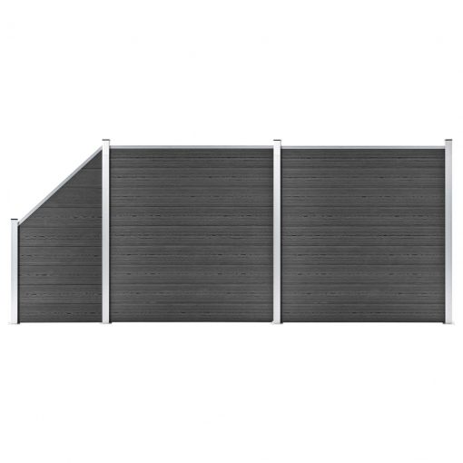 Komplet ograjnih panelov WPC 446x(105-186) cm črn