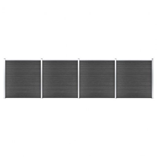 Komplet ograjnih panelov WPC 699x186 cm črn