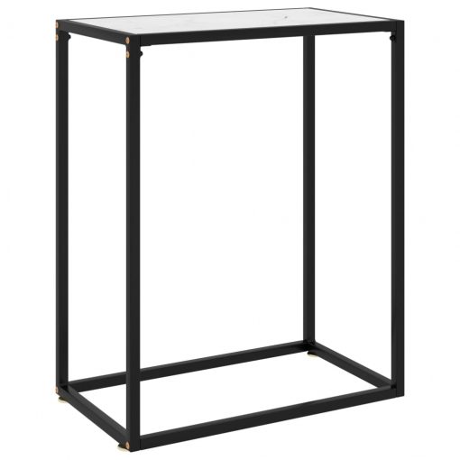 Konzolna mizica bela 60x35x75 cm kaljeno steklo