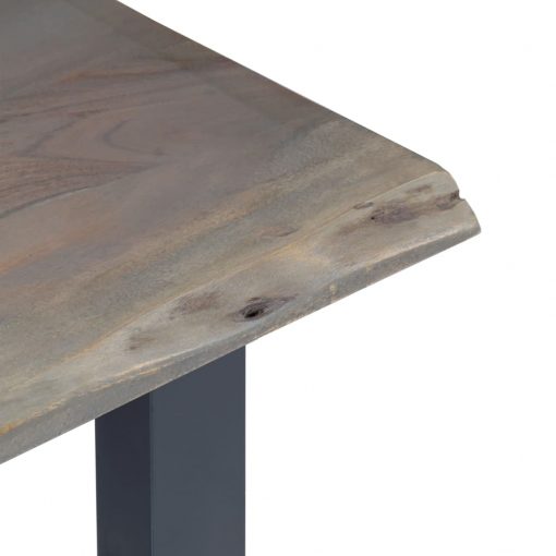 Konzolna mizica trden akacijev les in železo 115x35x76 cm siva