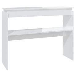 Konzolna mizica visok sijaj bela 102x30x80 cm iverna plošča