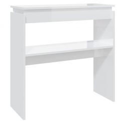 Konzolna mizica visok sijaj bela 80x30x80 cm iverna plošča