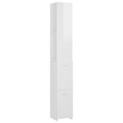 Kopalniška omarica visok sijaj bela 25x25x170 cm iverna plošča